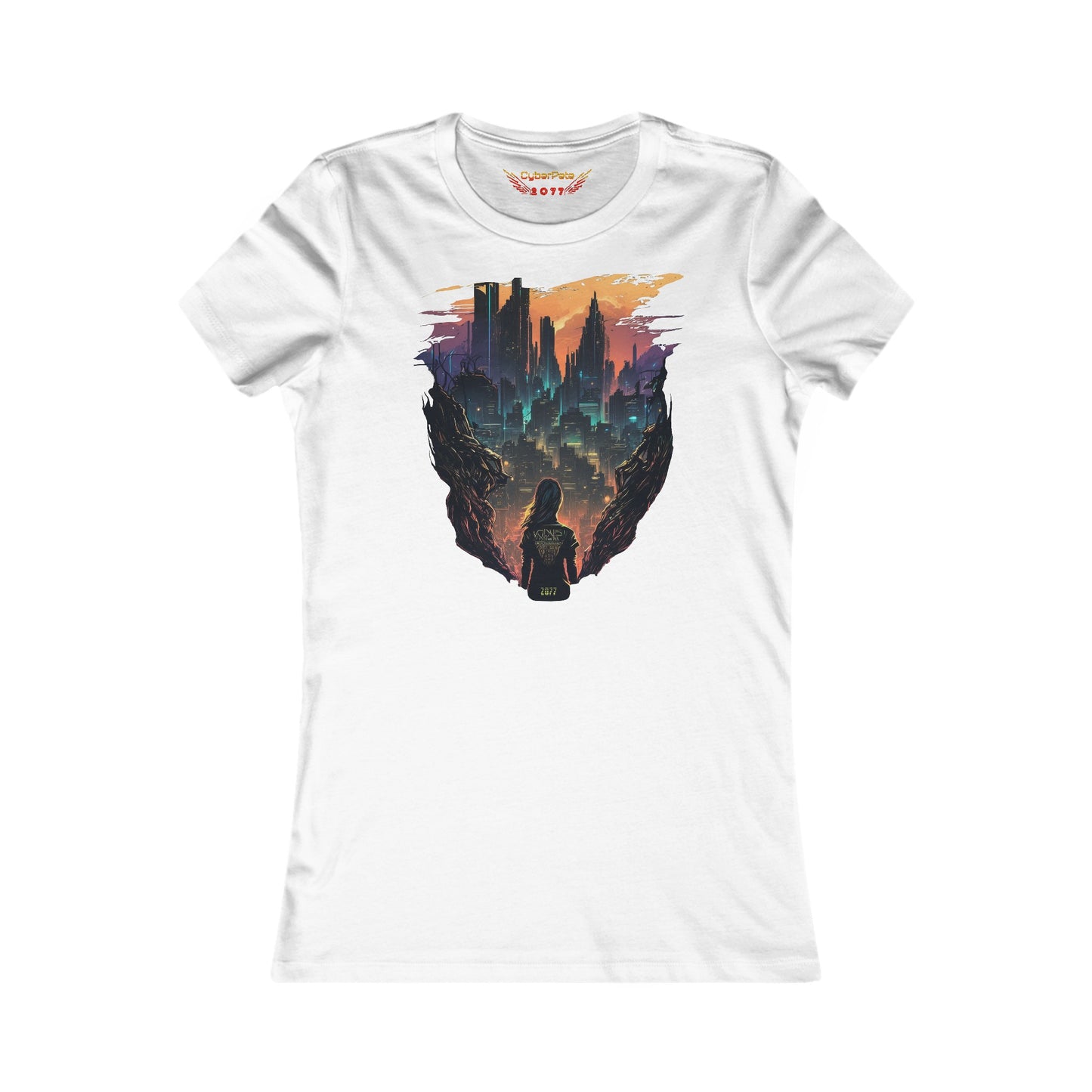 2077 Skyline T-Shirt | Cyberpunk T-Shirt für Frauen