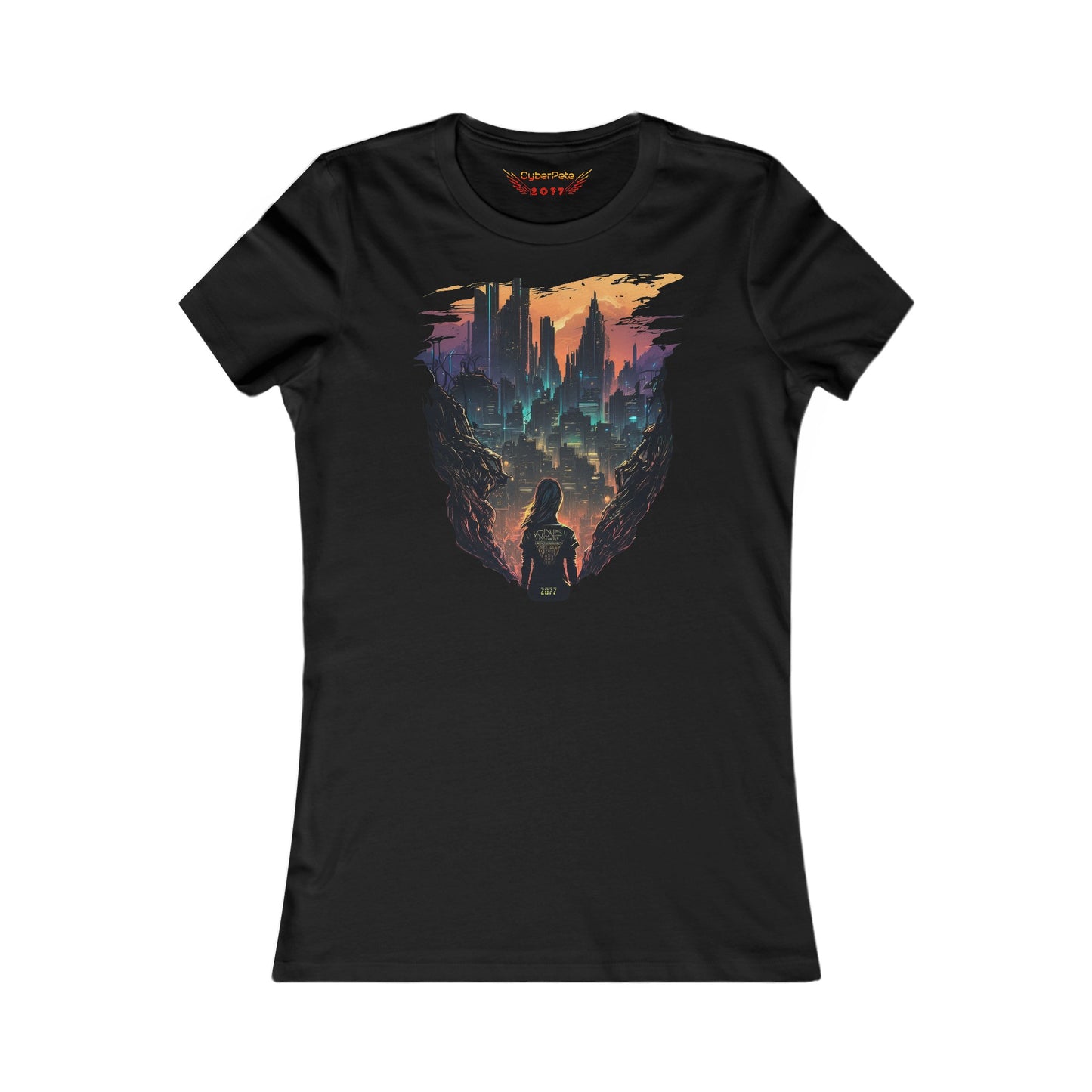 2077 Skyline T-Shirt | Cyberpunk T-Shirt für Frauen