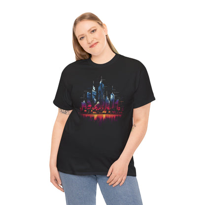 Cyberpunk Skyline T-Shirt | T-Shirt für Cyberpunk und Retrowave Fans