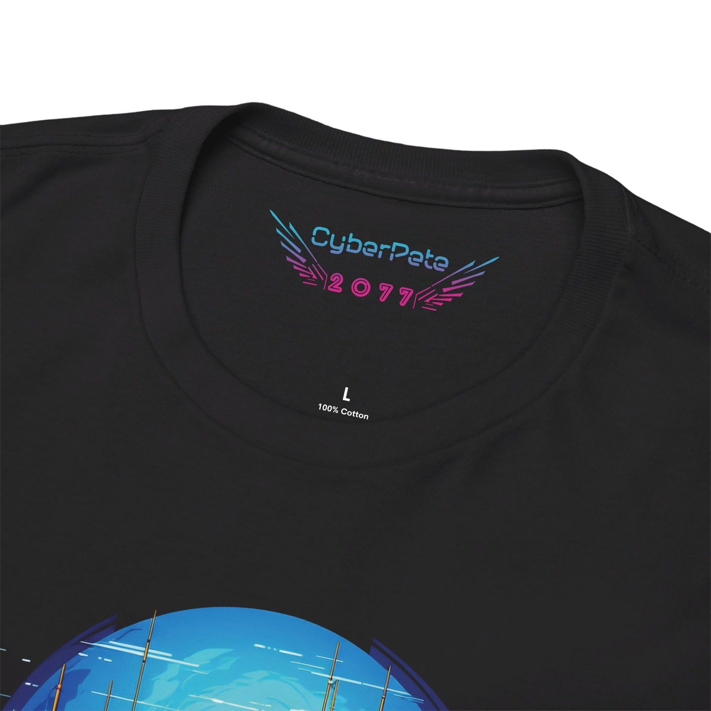 Cyberpunk Skyline T-Shirt Vollmond | T-Shirt für Cyberpunk und Retrowave Fans