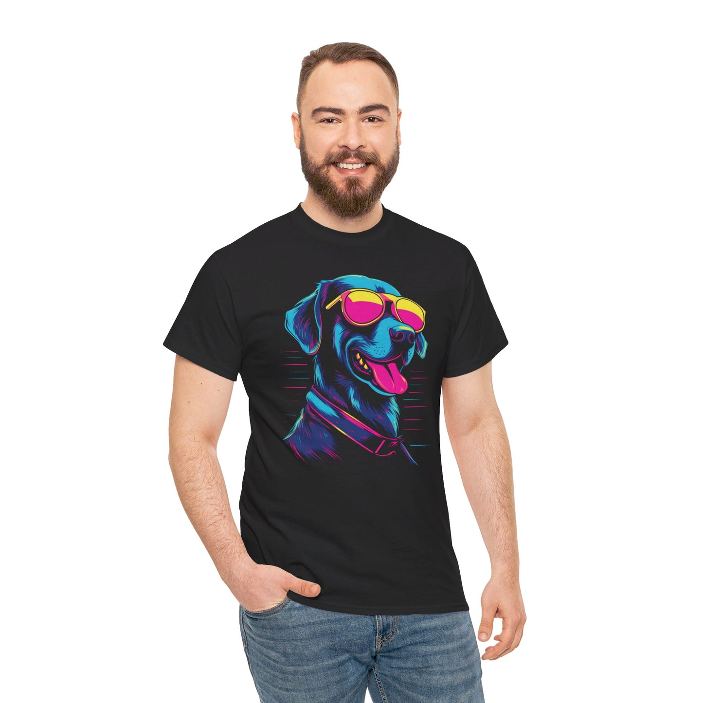 Retrowave Hunde T-Shirt | T-Shirt für 80er Jahre und Hunde Fans