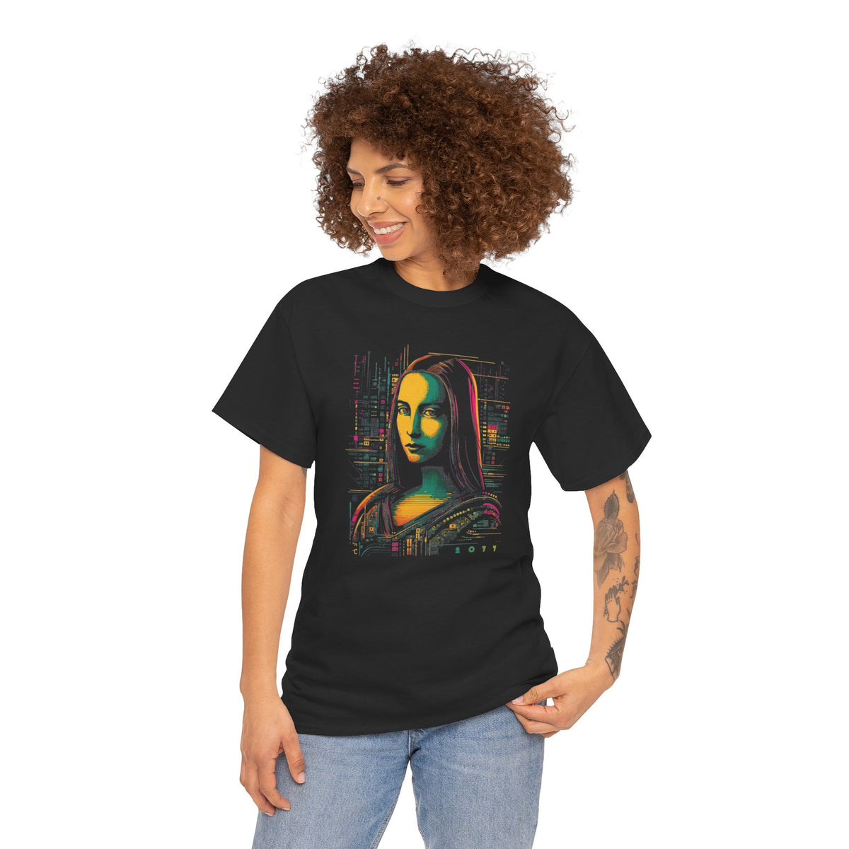 Cyberpunk Mona Lisa T-Shirt | T-Shirt für Kunstliebhaber und Cyberpunk Fans