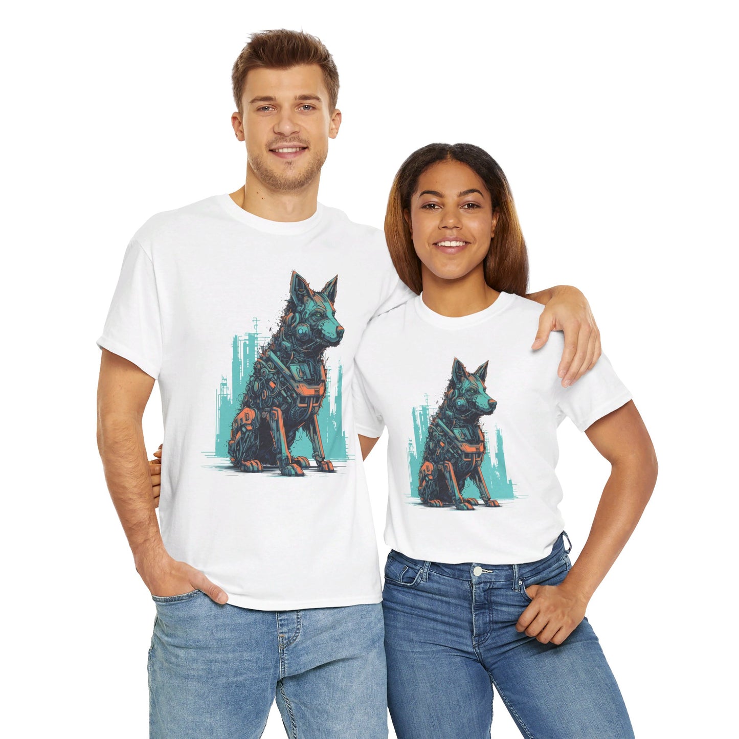 Roboter Schäferhund T-Shirt | T-Shirt für Sci-Fi Fans und Hundeliebhaber