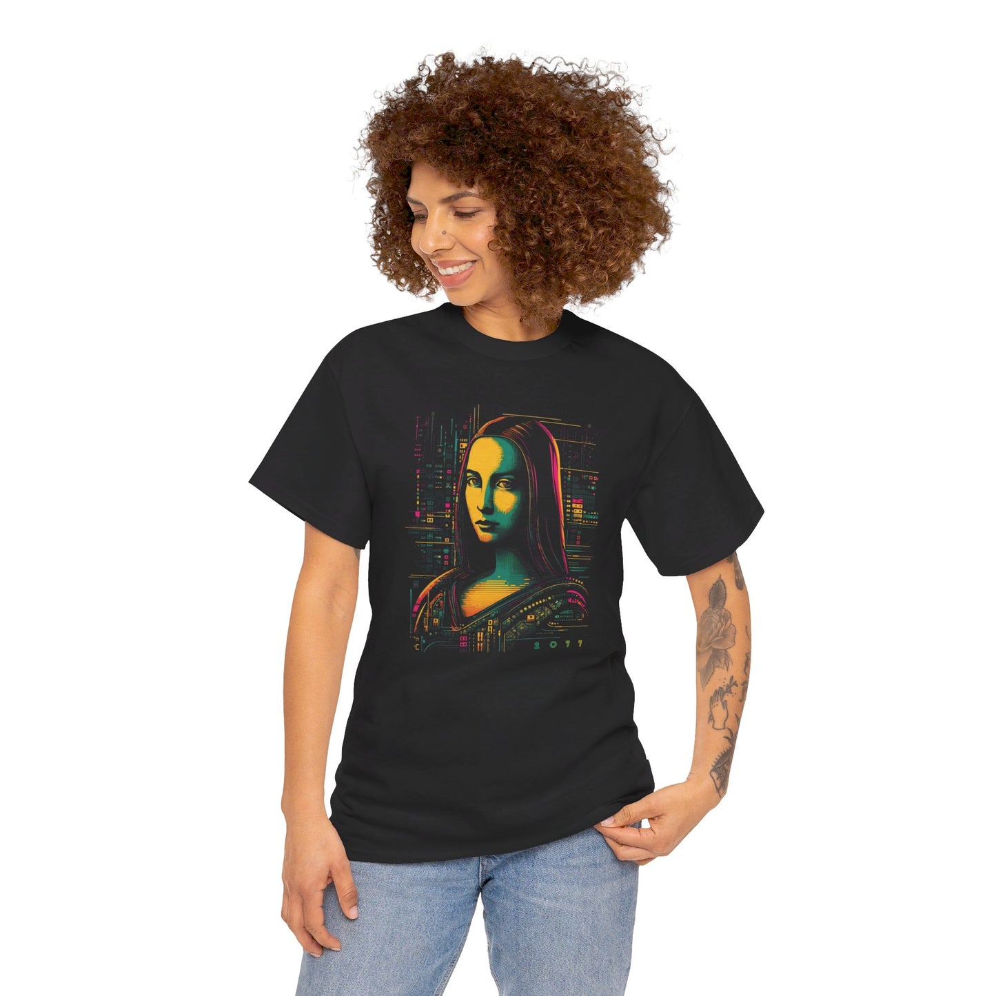 Cyberpunk Mona Lisa T-Shirt | T-Shirt für Kunstliebhaber und Cyberpunk Fans