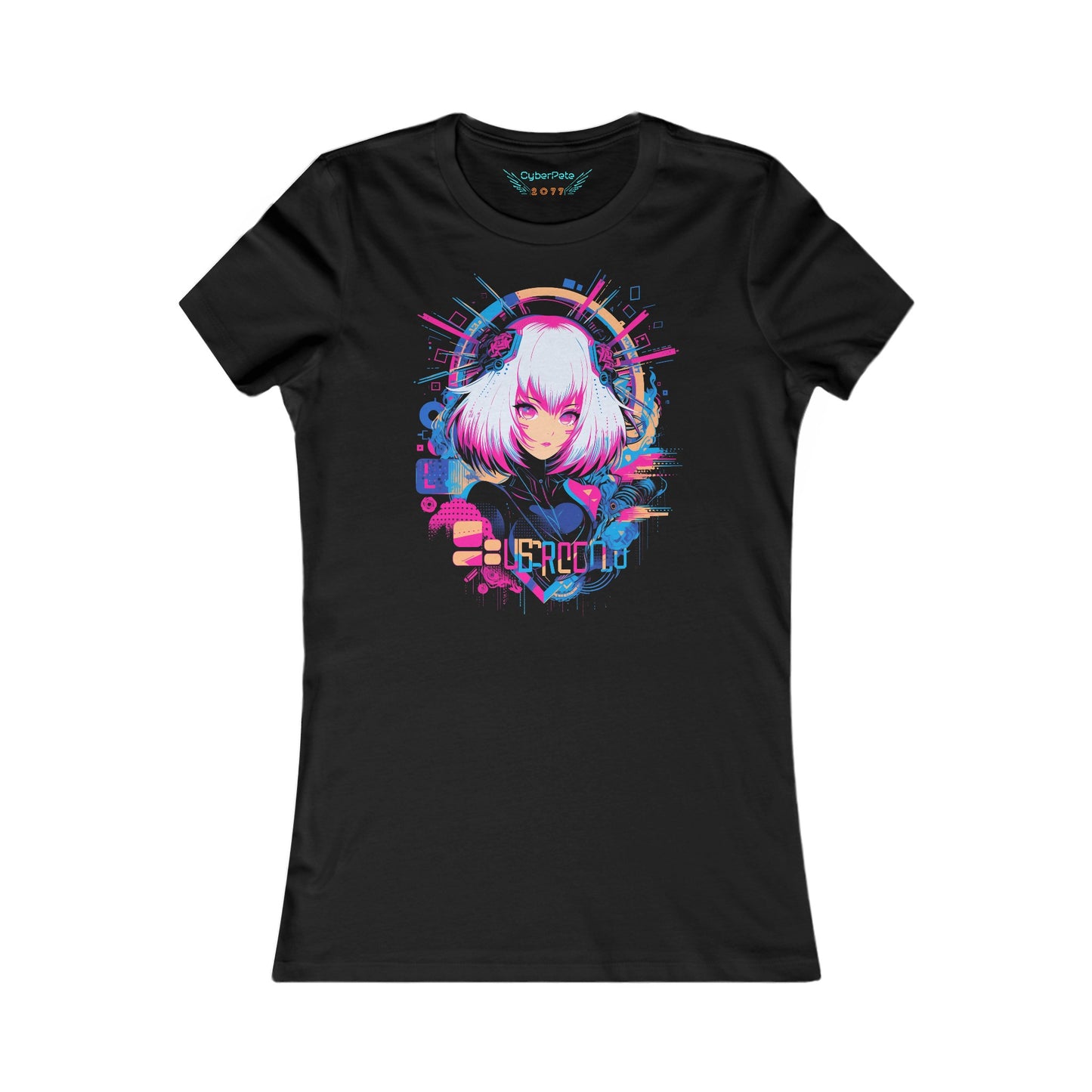 Cyberpunk Anime T-Shirt für Frauen | Anime Girl mit weißen Haaren