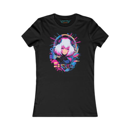 Cyberpunk Anime T-Shirt für Frauen | Anime Girl mit weißen Haaren