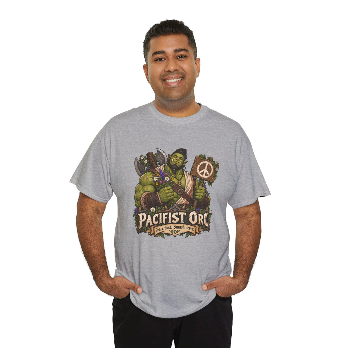 Pacifist Orc T-Shirt | Lustiges Fantasy Shirt mit friedlichem Ork