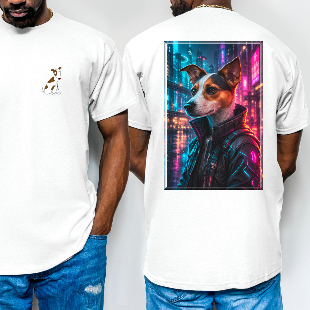 Jack Russell T-Shirt Cyberpunk | Geschenk für Hundebesitzer