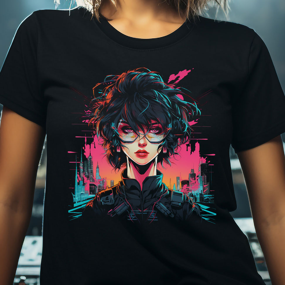 Retro Cyberpunk Anime Girl T-Shirt | T-Shirt für Cyberpunk und Anime Fans