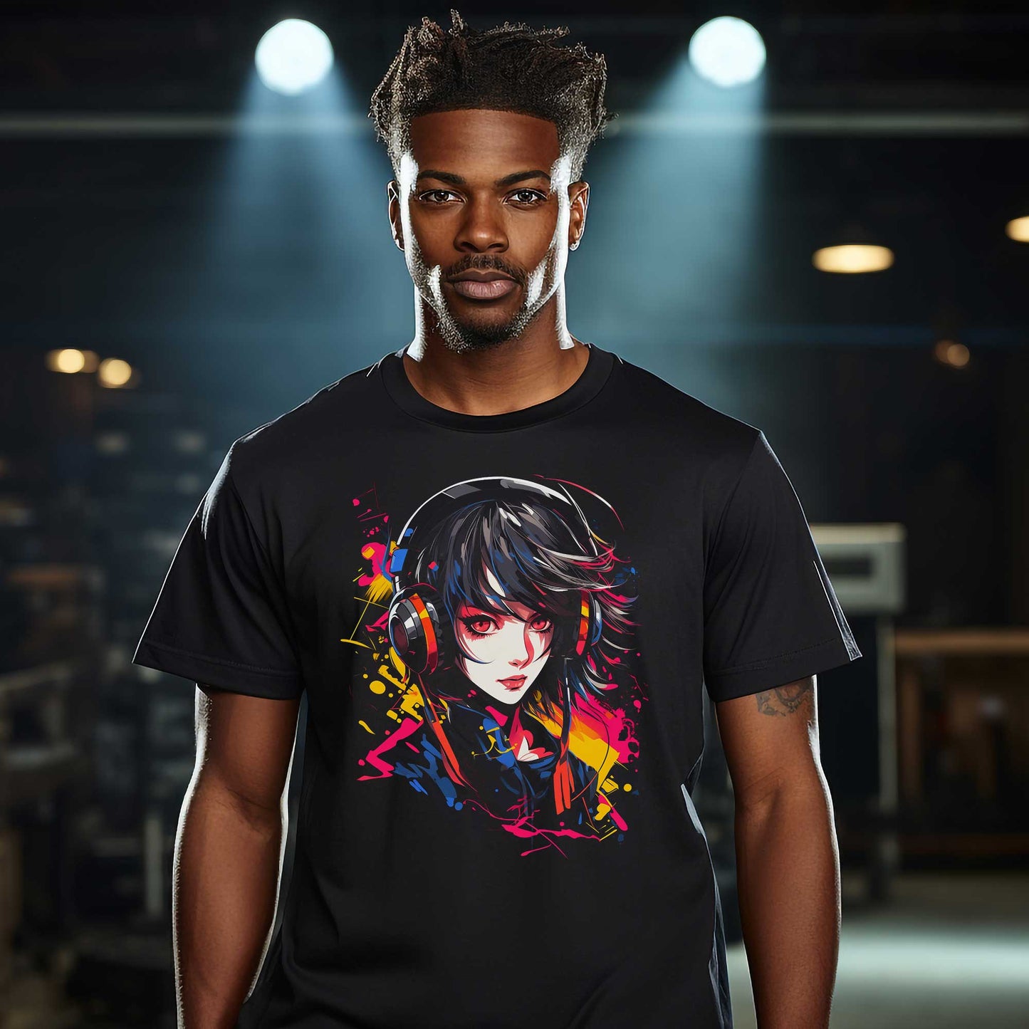 Anime Girl mit Kopfhörern T-Shirt | T-Shirt für Cyberpunk und Anime Fans