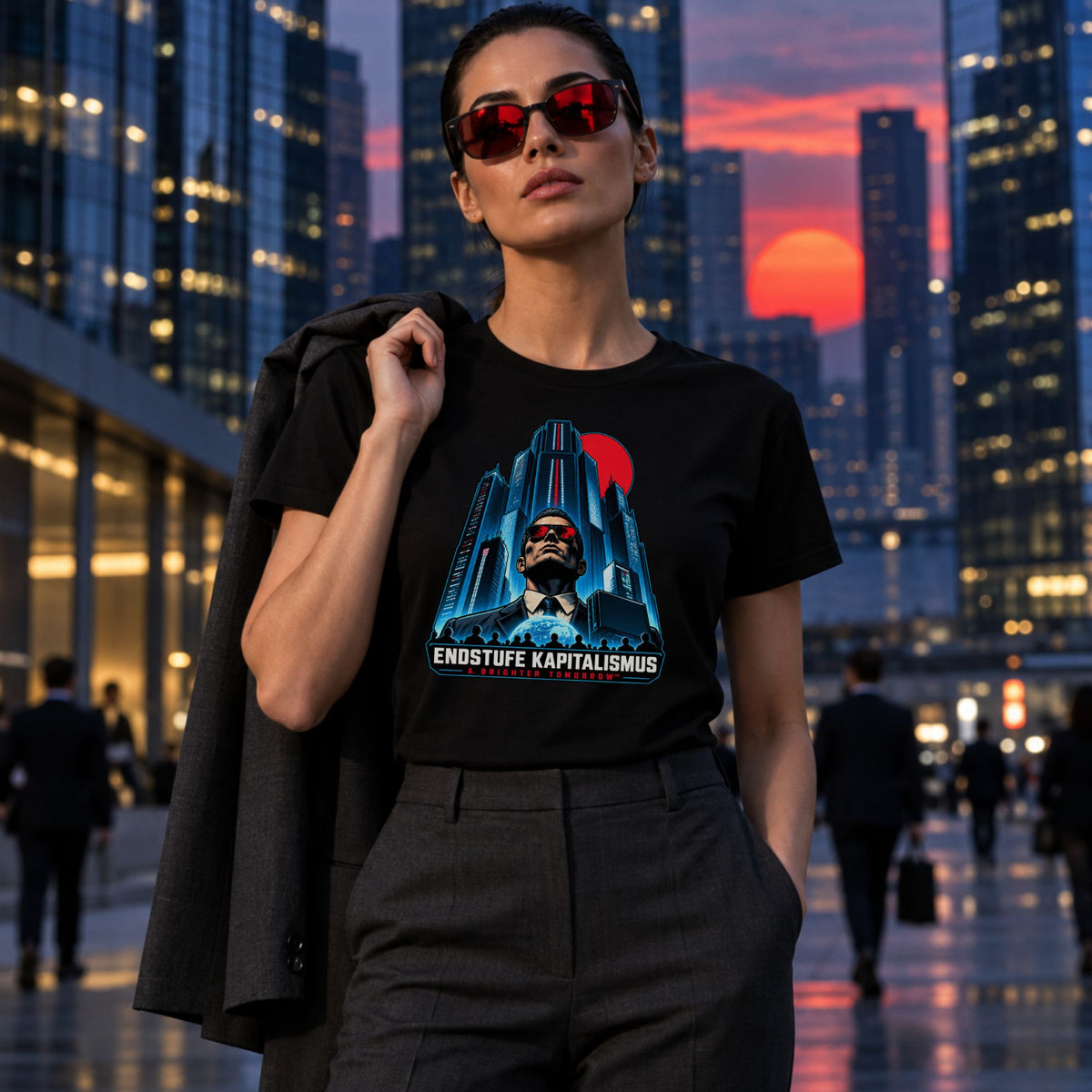 Endstufe Kapitalismus T-Shirt | Dystopie-Satire für Cyberpunk-Fans