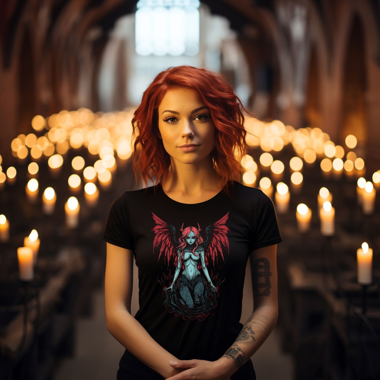 Geflügelter Dämon T-Shirt | Fantasy T-Shirt für Frauen