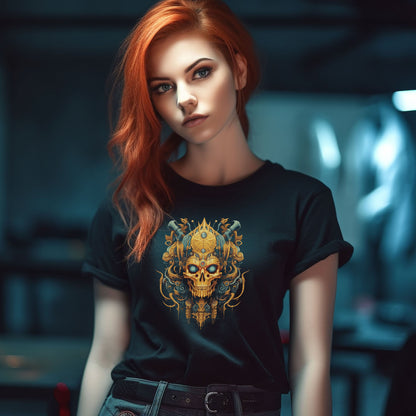 Goldener KI-Gott T-Shirt | T-Shirt für Sci-Fi und Cyberpunk Fans