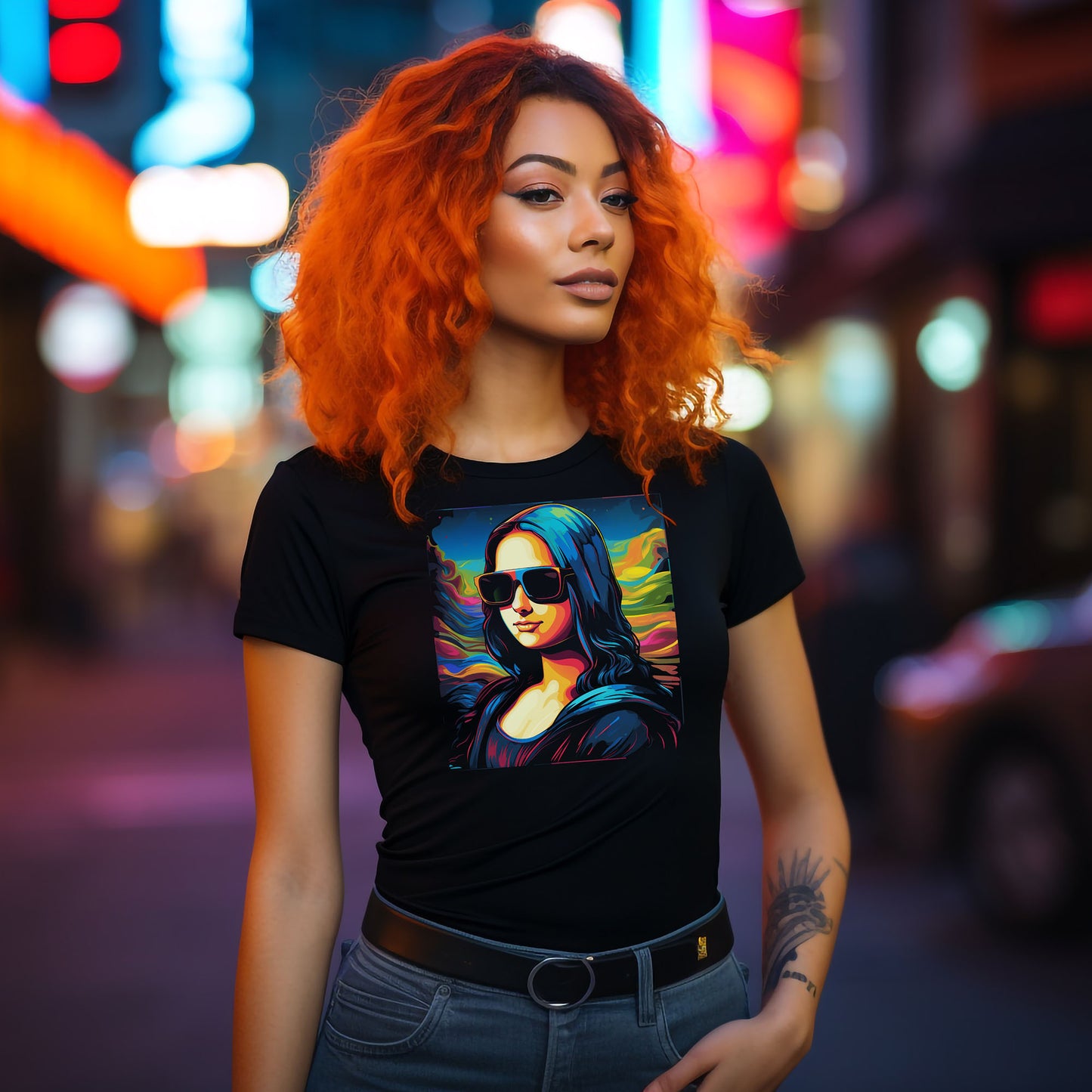 Mona Lisa T-Shirt | Retrowave T-Shirt für Frauen