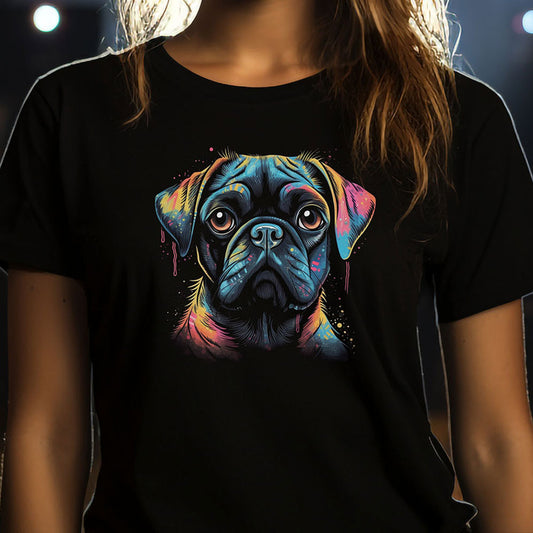 Retrowave Mops T-Shirt | T-Shirt für Retrowave und Hunde Fans