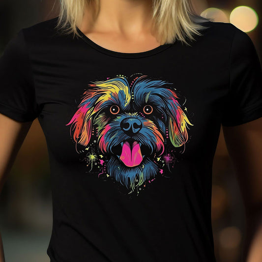 Retro Hunde T-Shirt  | Retrowave T-Shirt für Frauen