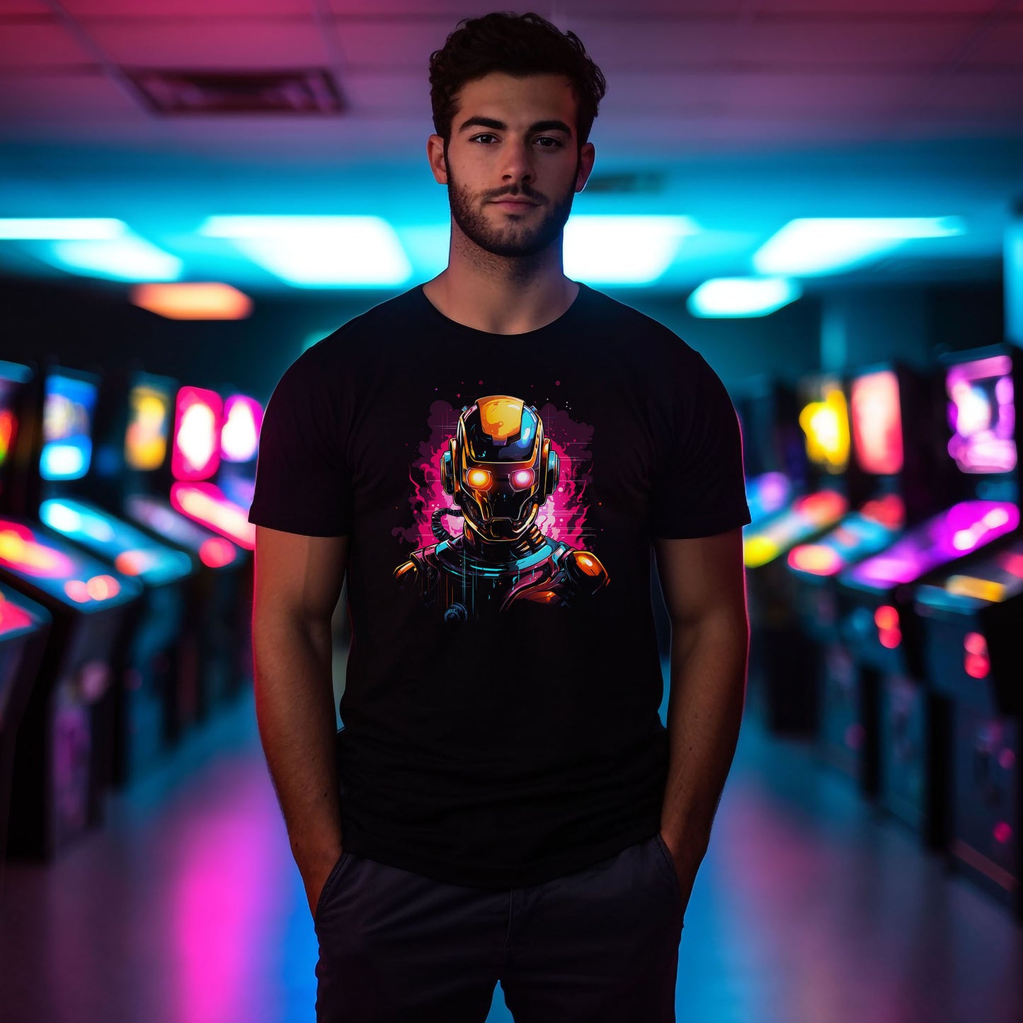 Retrowave Roboter T-Shirt | T-Shirt für 80er Jahre und Roboter Fans