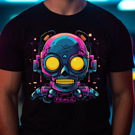 Retro Roboter T-Shirt | T-Shirt für Retrowave Fans