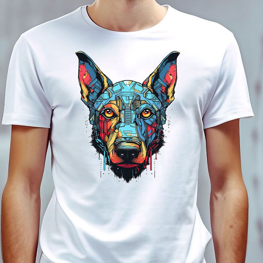 Bunter Robo Hund T-Shirt | T-Shirt für Sci-Fi Fans und Hundeliebhaber