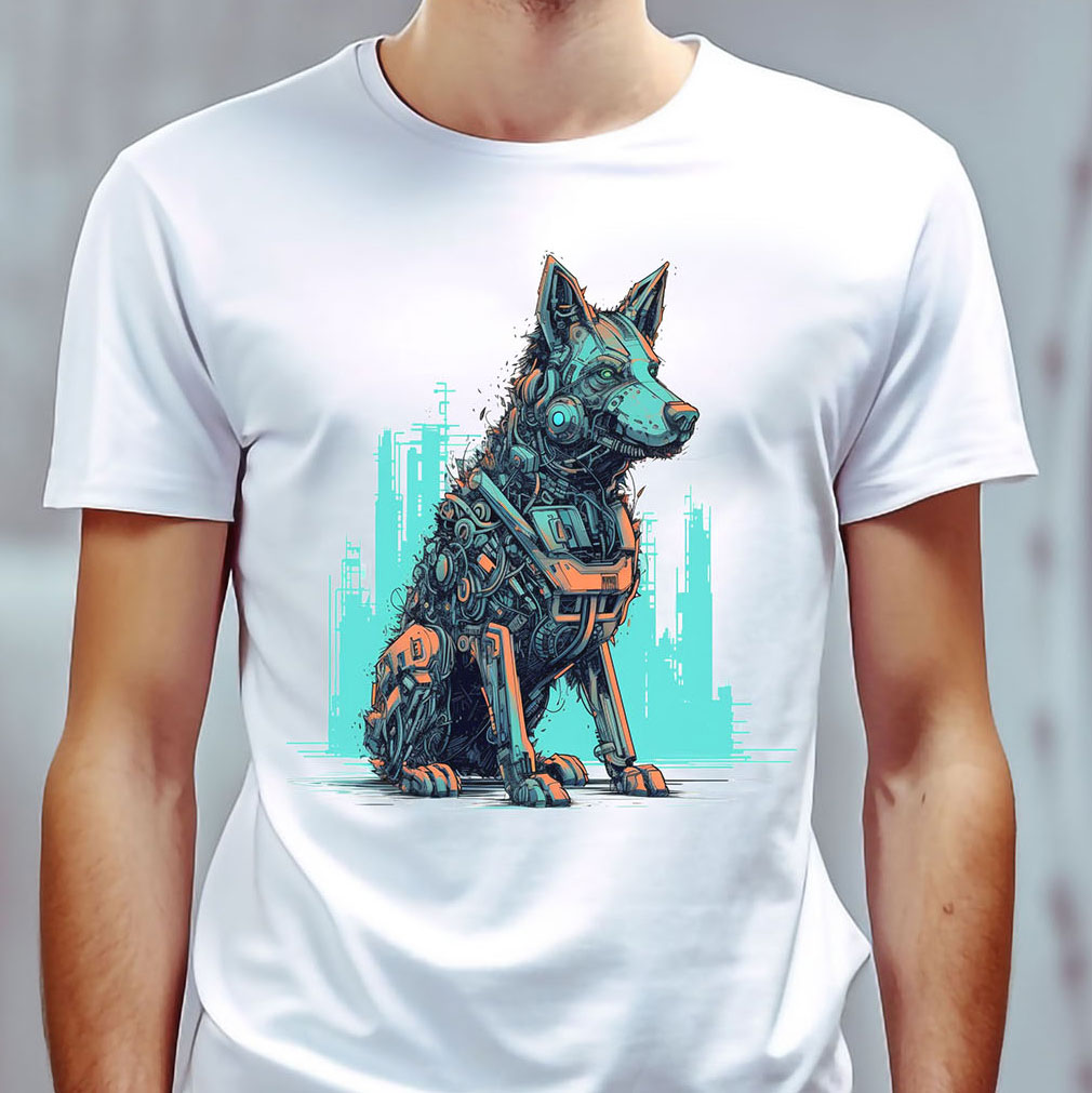 Roboter Schäferhund T-Shirt | T-Shirt für Sci-Fi Fans und Hundeliebhaber