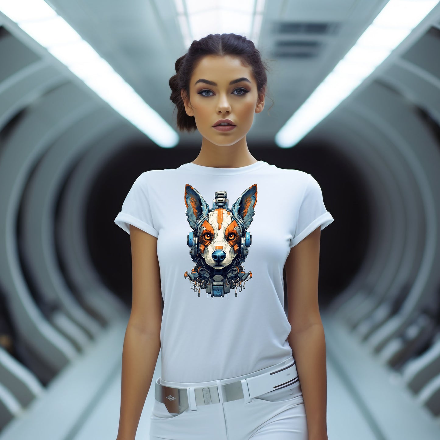 Roboter Hund T-Shirt | Sci-Fi T-Shirt für Frauen