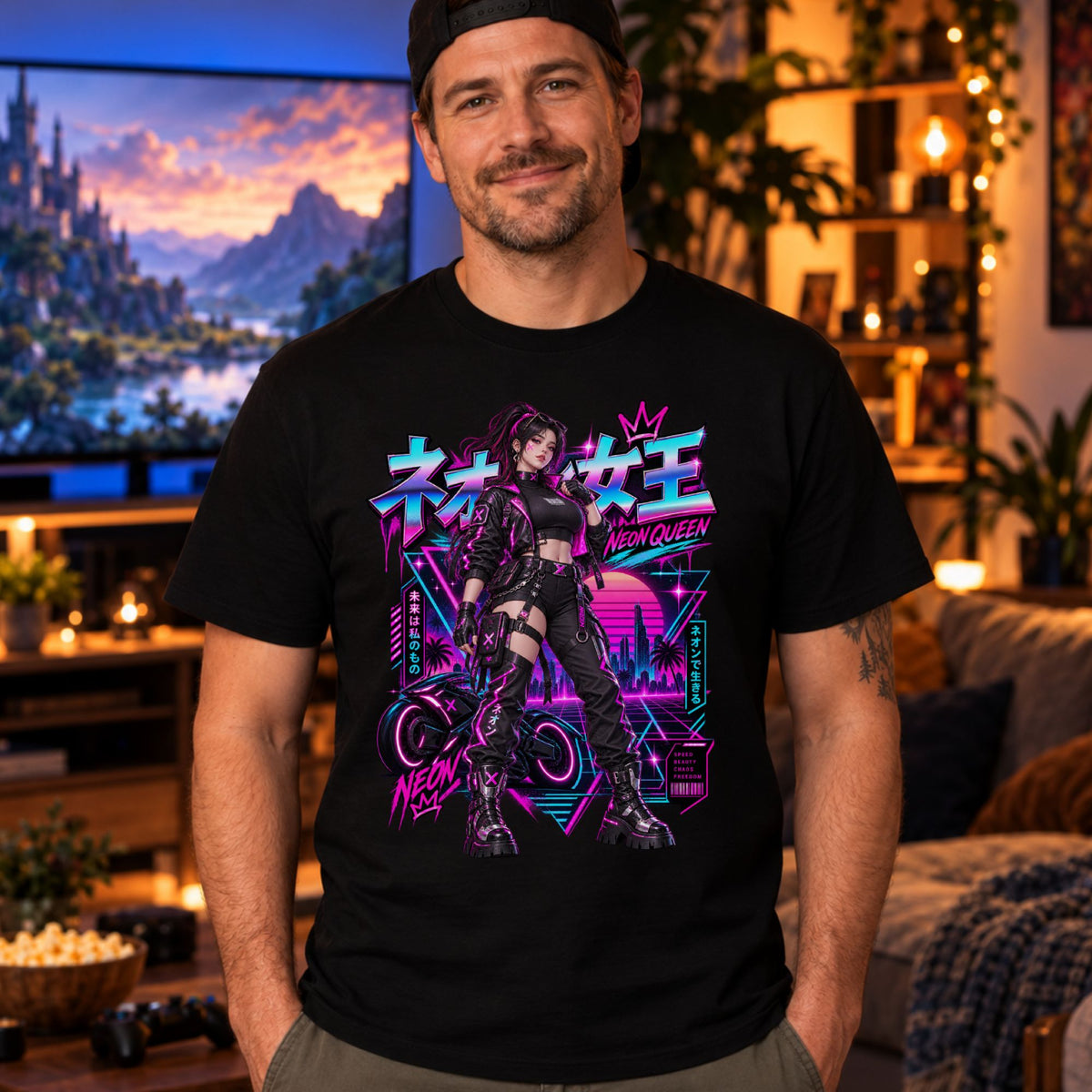 Neon Queen T-Shirt | Biker-Geschenk für Motorradfahrerinnen