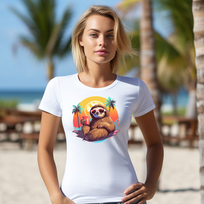 Strand Faultier T-Shirt | Sommer T-Shirt für Frauen